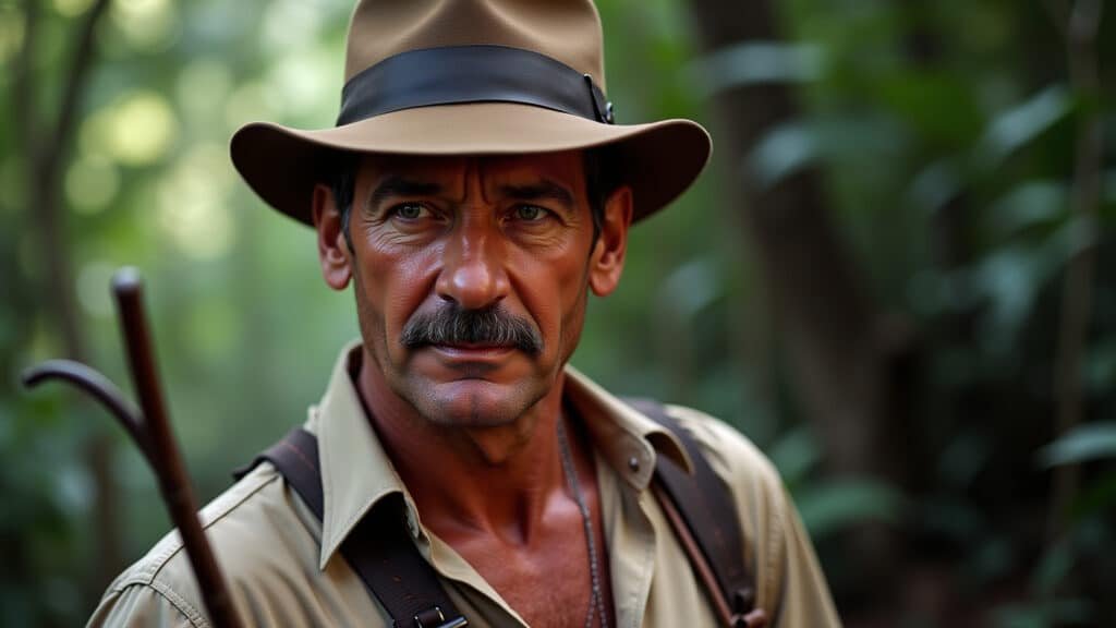 Tom Selleck como Indiana Jones: Uma versão com bigode do famoso arqueólogo.